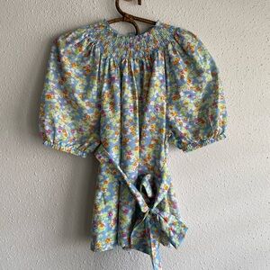 Roller Rabbit Silk-blend Marine Ainsley Floral Blouse